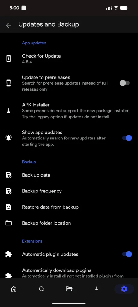 How to create, restore and change the CloudStream app backup