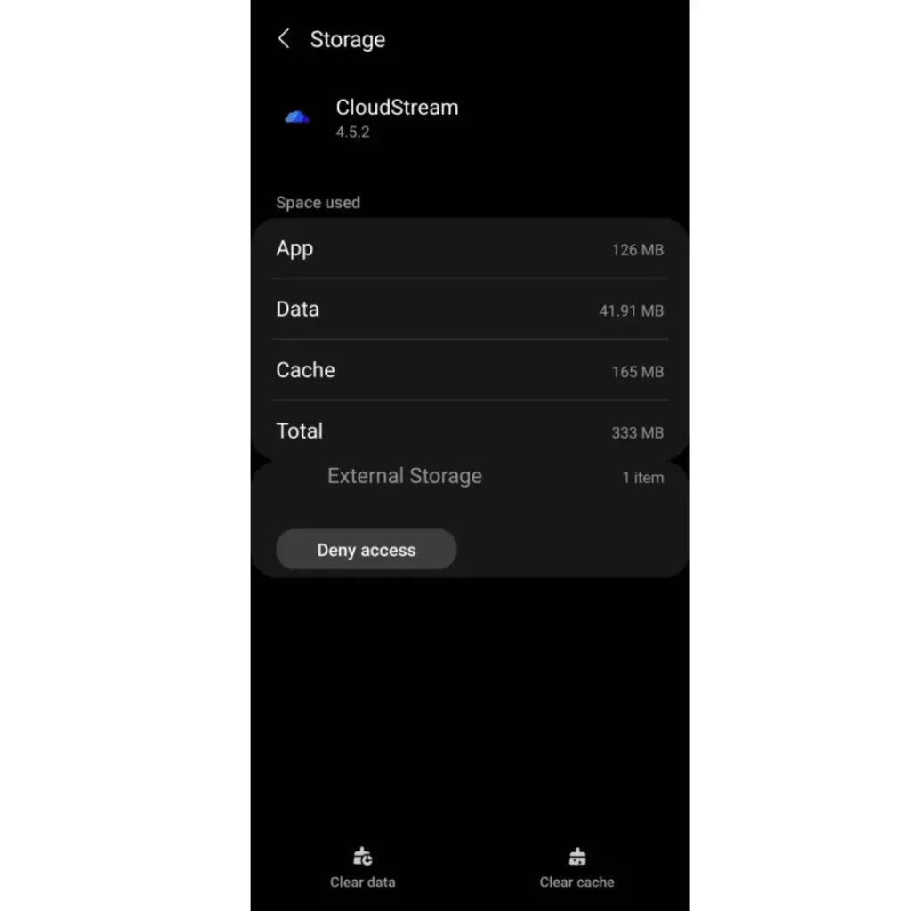 how to clear app cache in cloudxstream